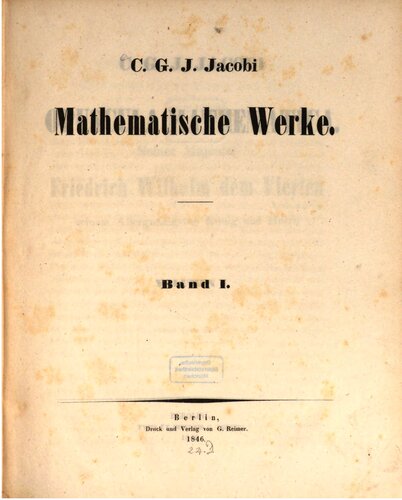 خرید و دانلود نسخه کامل کتاب Mathematische Werke