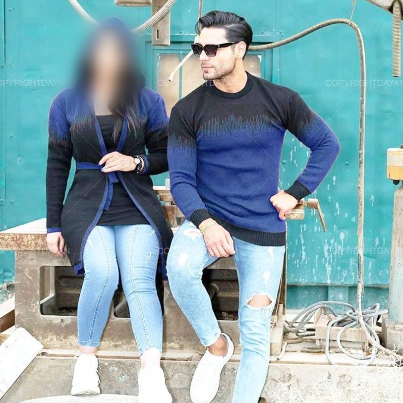 ست بافت بلوز و مانتو  زن و مرد 