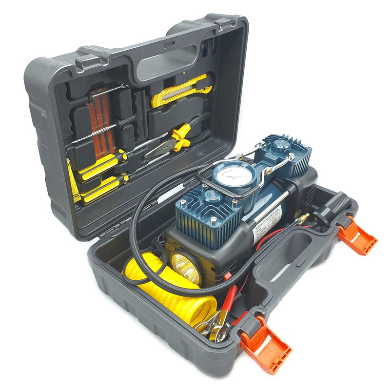 کمپرسور هوا باس مدل فندکی خودرو کد 12-V مجموعه 14 عددی | کالا مکس