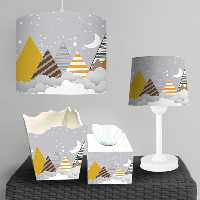 ساعت دیواری و لوستر طرح شیک کوه های مثلثی با زمینه ماه و ستاره BA-9435