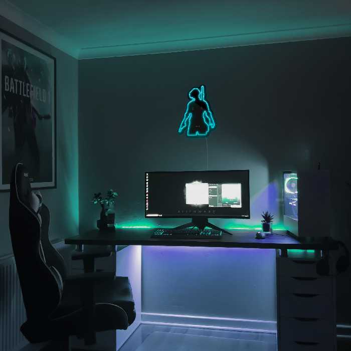 چراغ دیواری نئون دیزاین طرح Pubg-BL_TBL