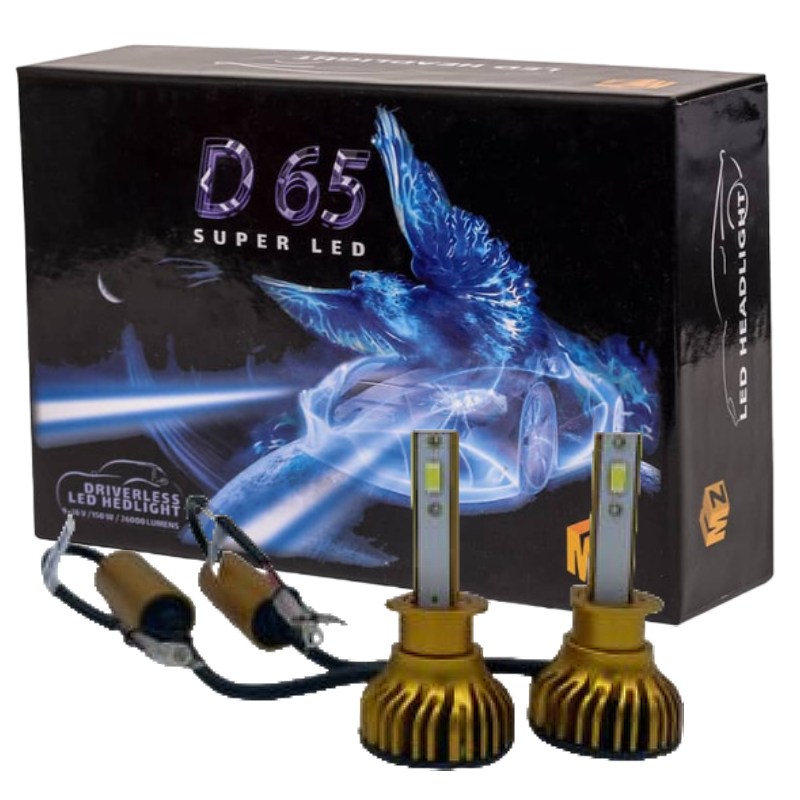 هدلایت دو طرفه ام زد ام مدل D65 پایه H4 (سه فیش دو کنتاکت) با یکسال گارانتی