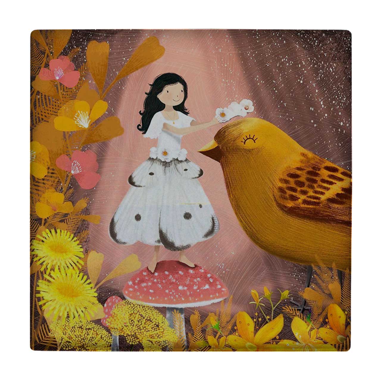 زیر لیوانی طرح دختر و پرنده کد 3529909_1330