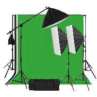 کیت سه شاخه نور 3 لامپ همراه فون بک گراند کروماکی Continuous Lighting Kit 3 Lamps