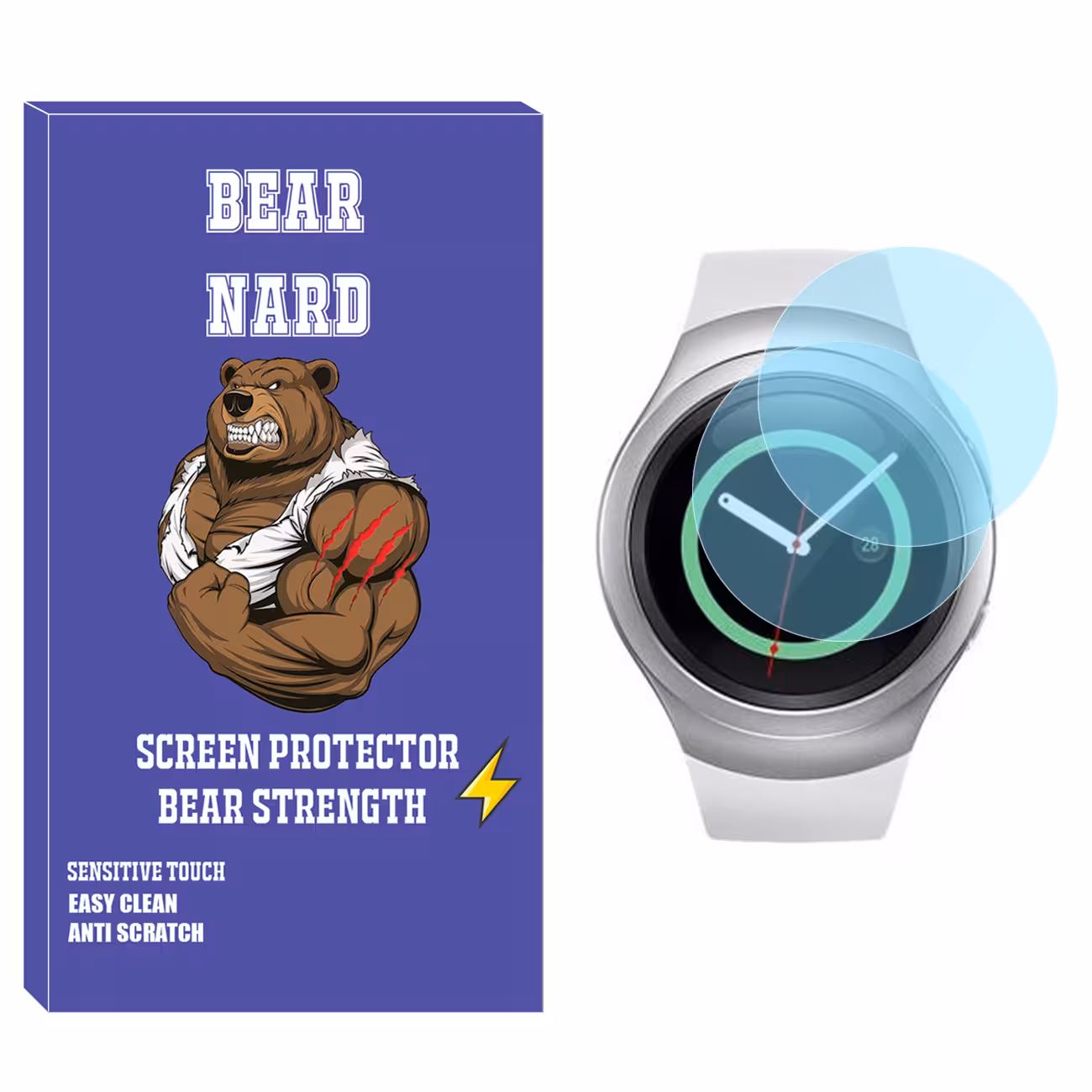 محافظ صفحه نمایش شیشه‌ای برنارد مدل SH-BR مناسب برای ساعت هوشمند سامسونگ Galaxy Watch Gear S2 بسته دو عددی