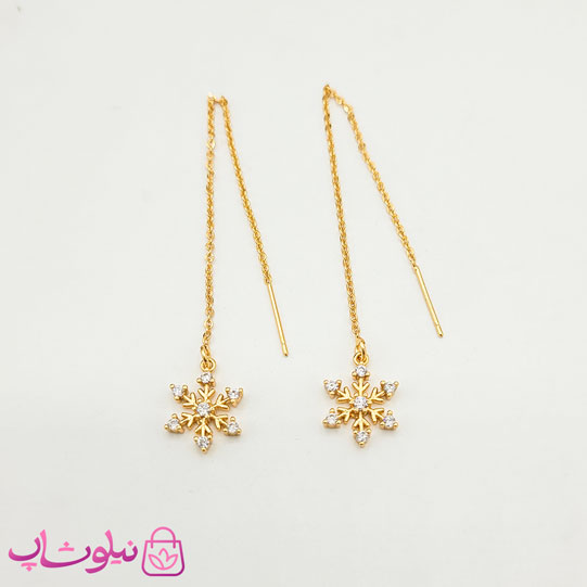 گوشواره بخیه ای YSX طرح برف طلایی کد 891