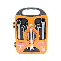 آچار یکسر تخت و یکسر رینگی سوباشی مدل جغجغه ای کد YP-72T-8/19MM مجموعه 7 عددی