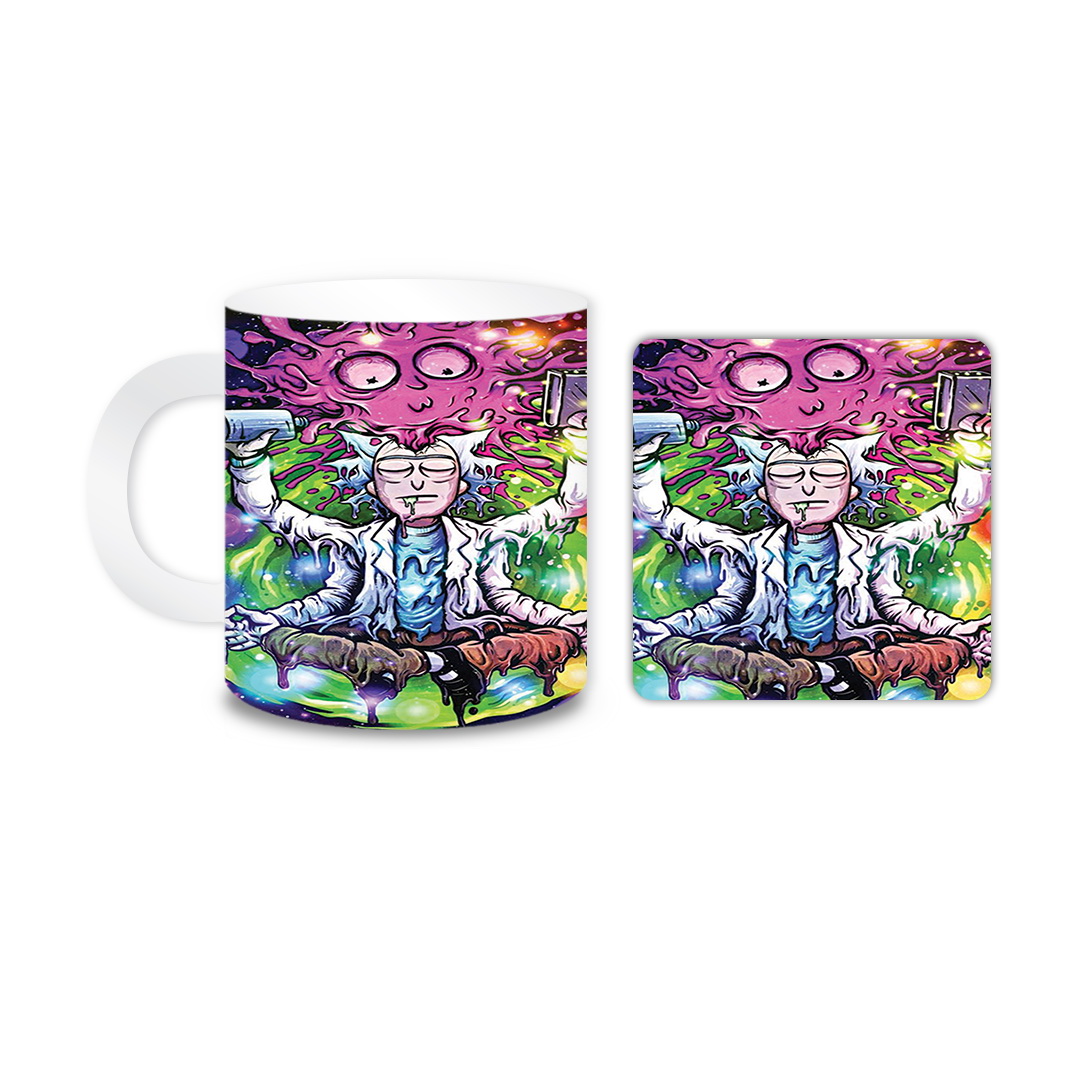 ماگ مدل ریک و مورتی کد 137 به همراه زیر لیوانی