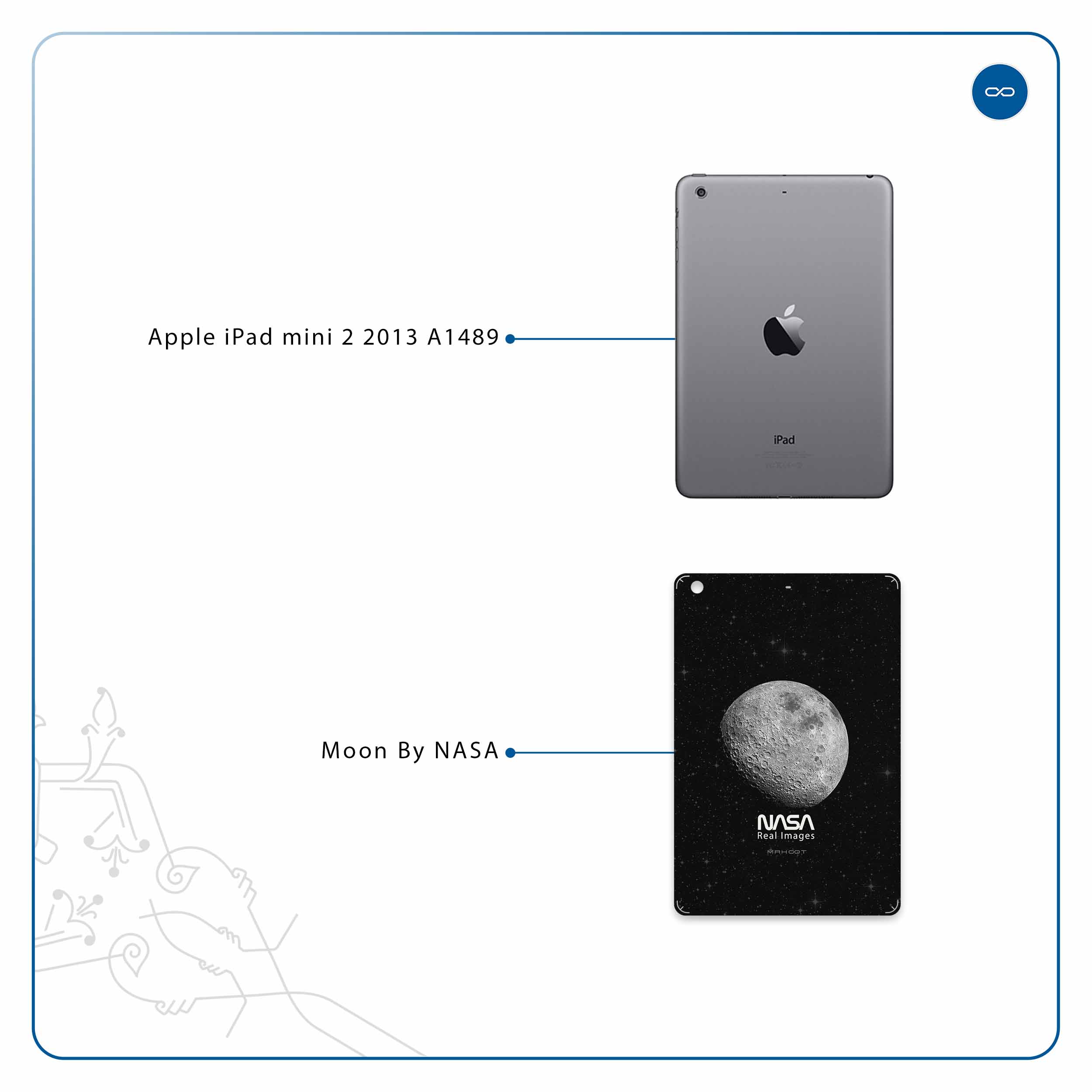 برچسب پوششی ماهوت مدل Moon-By-NASA مناسب برای تبلت اپل iPad mini 2 2013 A1489