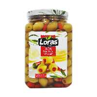 زیتون سبز با مغز فلفل 1/5 کیلو لوراس - loras