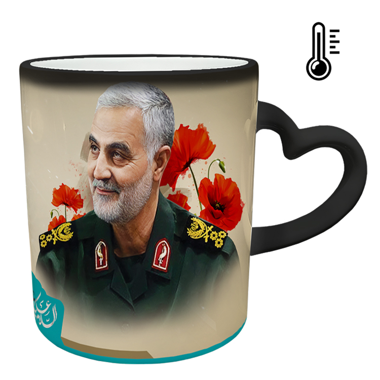 ماگ حرارتی مدل دسته قلبی طرح سردار سلیمانی کد 65