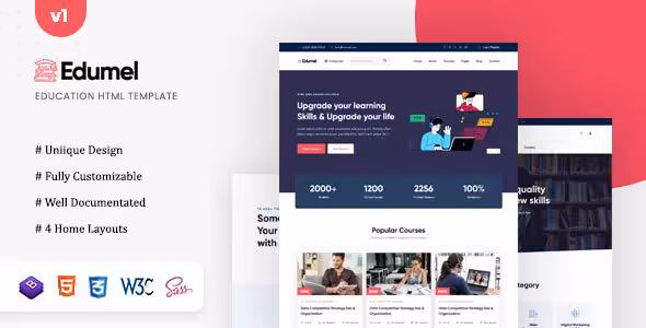 دانلود قالب HTML آموزش آنلاین Edumel