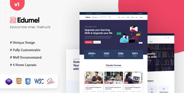 دانلود قالب HTML آموزش آنلاین Edumel