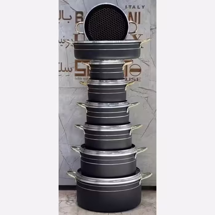 سرویس قابلمه14 پارچ زنبوری ضخیم گرانیت باکیفیت 