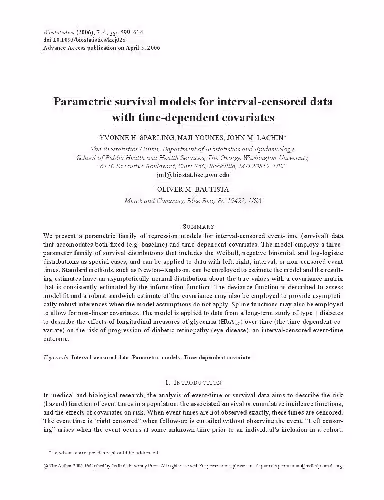 خرید و دانلود نسخه کامل کتاب Parametric survival models for interval-censored data with time-dependent covariates