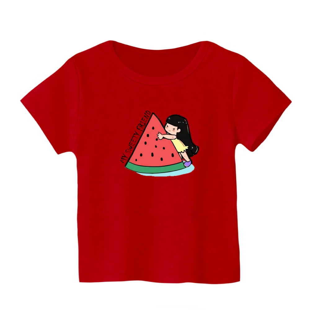 تی شرت آستین کوتاه بچگانه مدل دخترک یلدایی کد 14 رنگ قرمز