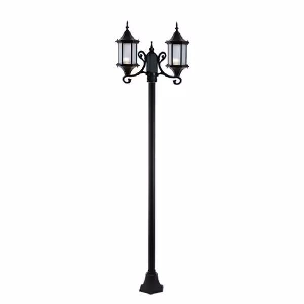 چراغ حیاطی ایستاده دو شاخه شفق با ارتفاع 2.6 متر مدل تینا کد 3919
