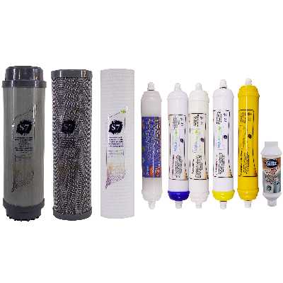 فیلتر دستگاه تصفیه آب آکوآ اسپرینگ مدل F-S7-H8L مجموعه 7 عددی به همراه رسوبگیر اسکالکس پلاس
