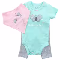 ست سه تکه دخترانه پروانه و قلب Hello Baby نیلی Nili