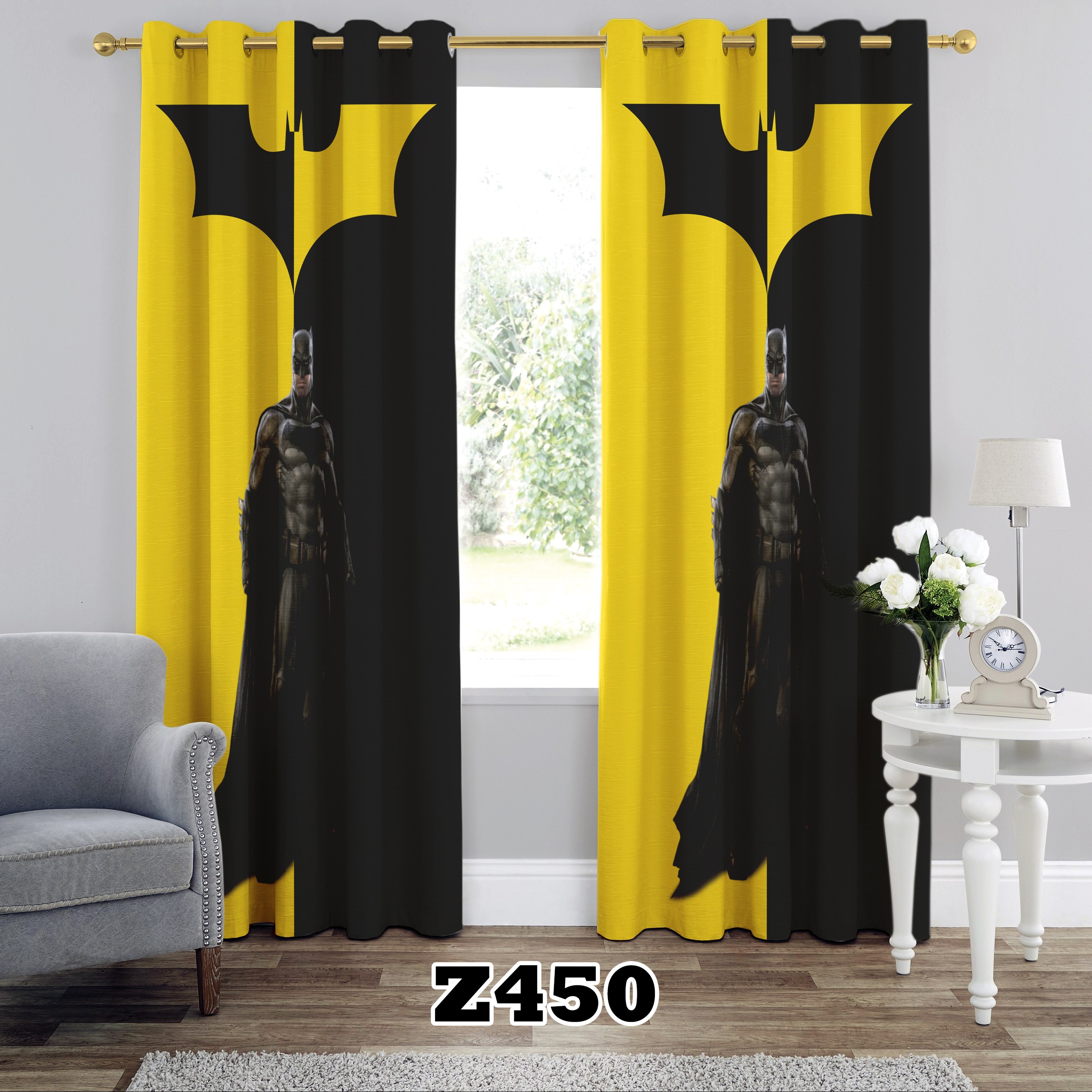پرده چاپی طرح بتمن کد Z450 تک قواره ارتفاع 300 عرض 140 سانت