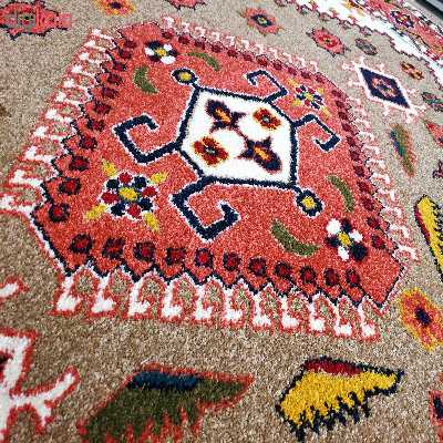 فرش ماشینی زمرد مشهد کد 266 زمینه بژ