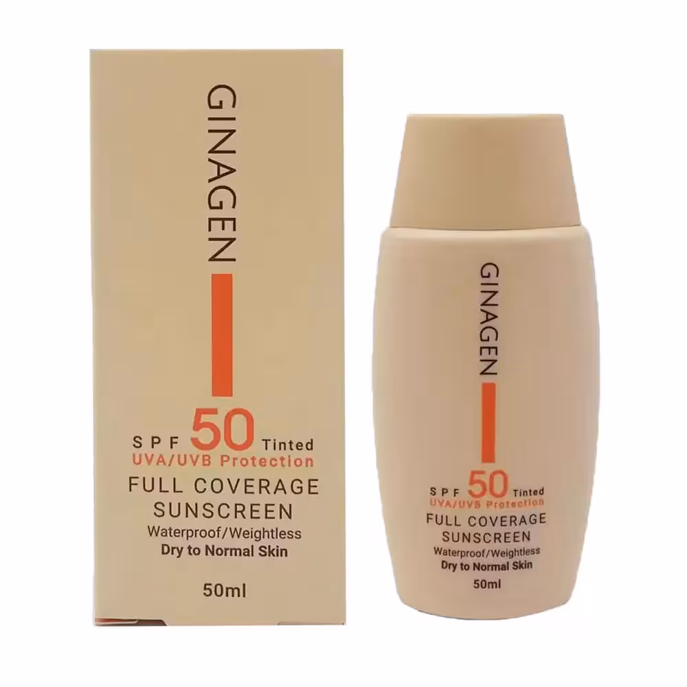 ضد آفتاب رنگی پوست نرمال و خشک ژیناژن Ginagen با spf50
