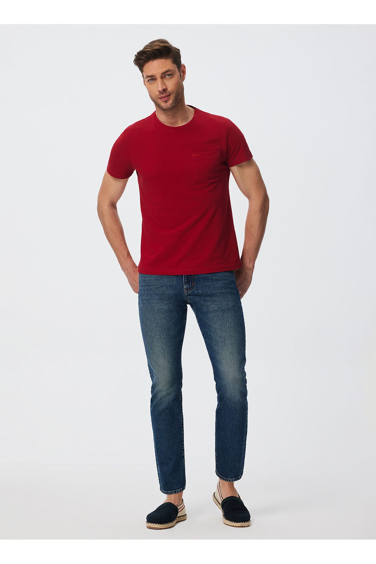 شلوار جین سفید مردانه کمر راست معمولی 241 LCM 121004 HARRY HILLARY BLUE M Lee Cooper