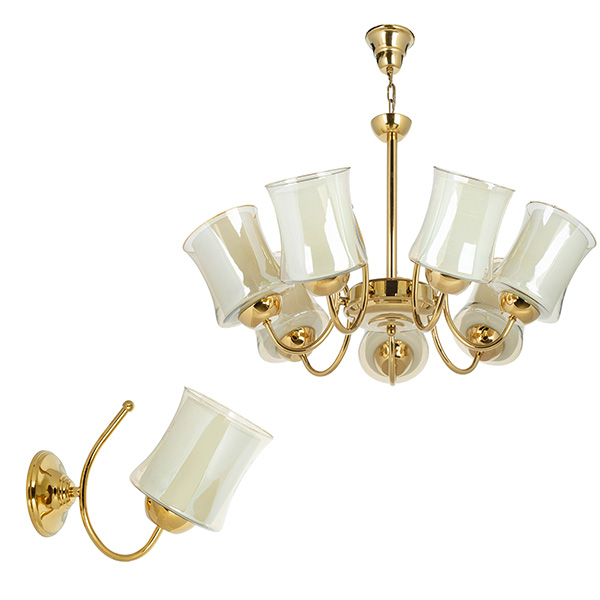  لوستر و چراغ دیواری چشمه نور کد A825/7-1-Pro مجموعه دو عددی