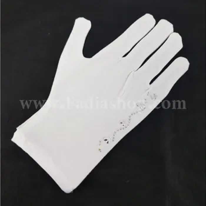 دستکش سفید نگین دار