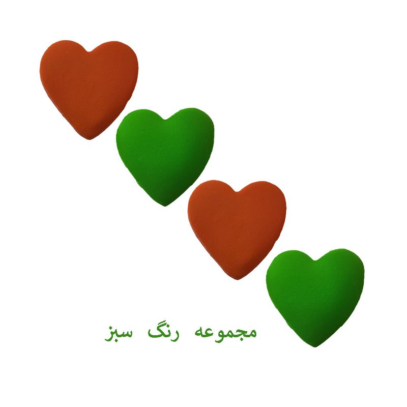 مگنت یخچال قلب سبز و نارنجی 4عددی خمیری رنگارنگ mk94