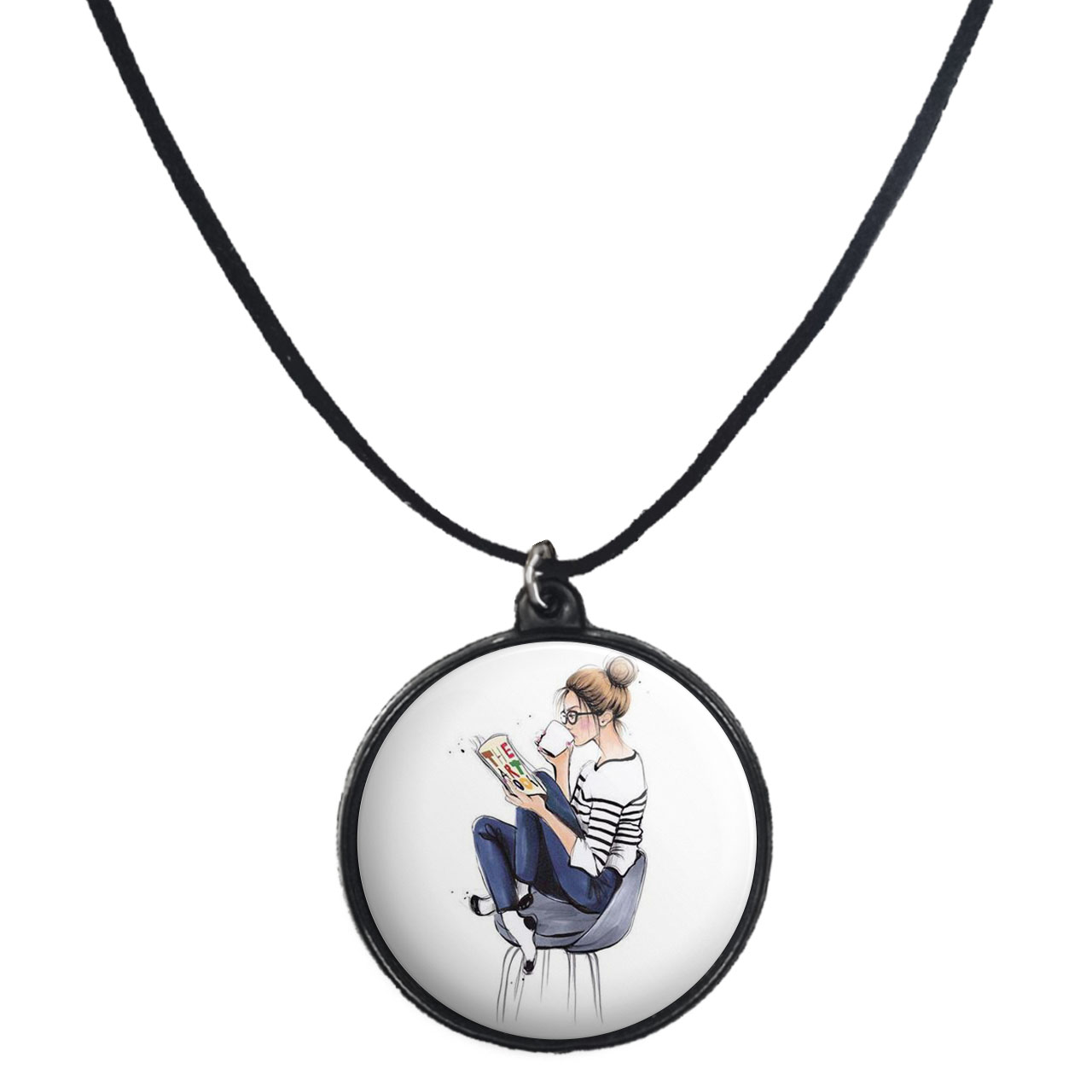 گردنبند پرمانه طرح دخترونه کد pmb.4531 مدل دو طرفه