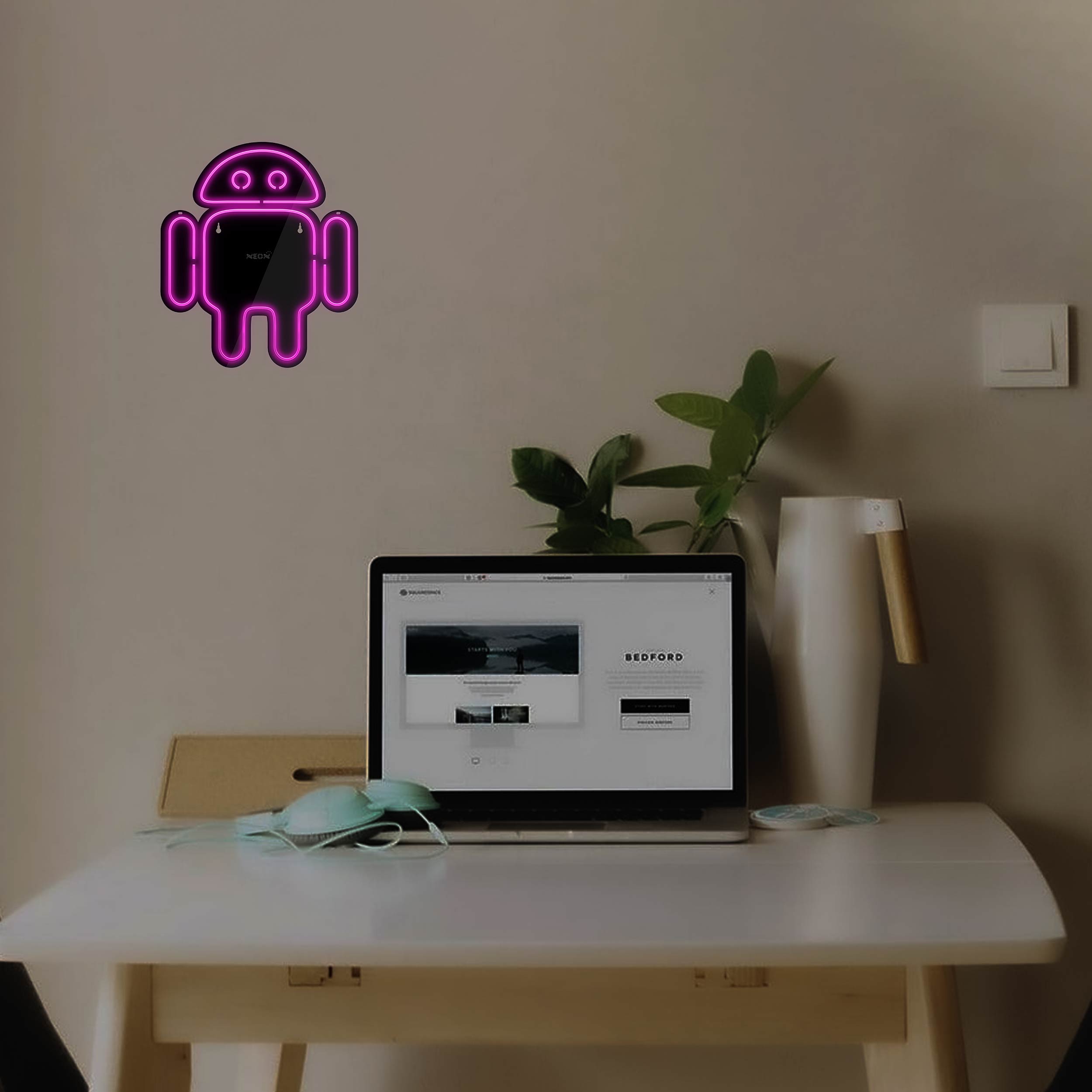 چراغ دیواری نئون دیزاین طرح Android-Logo-BL_PN