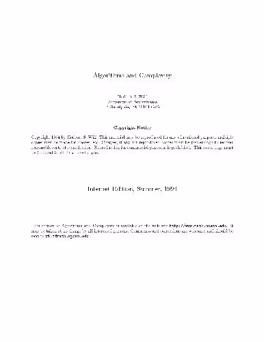 خرید و دانلود نسخه کامل کتاب Algorithms and Complexity 001