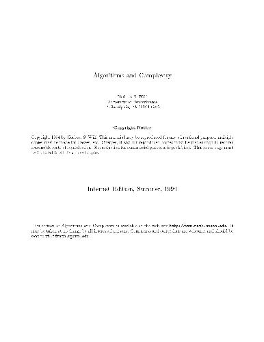 خرید و دانلود نسخه کامل کتاب Algorithms and Complexity 001
