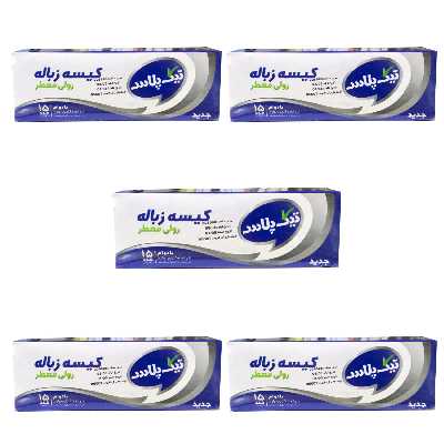 کیسه زباله تیک پلاس مدل رولی معطر 5 بسته 15 عددی