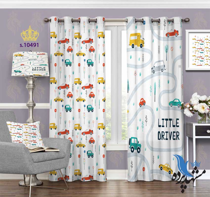 پرده پانچ کودکانه طرح ماشین اسبابازی S10491