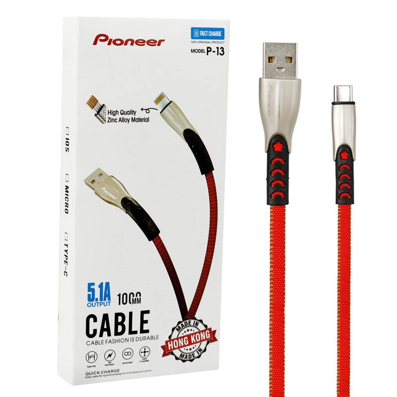 کابل فست شارژ Pioneer P-13 51A Type-C 1m