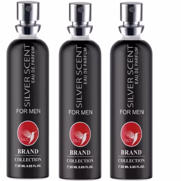 عطر جیبی مردانه برد برند کالکشن مدل سیلور سنت حجم 25 میلی لیتر مجموعه 3 عددی