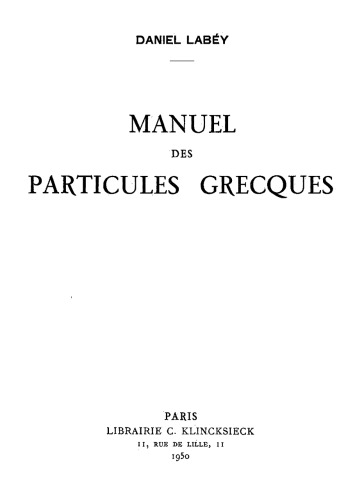 خرید و دانلود نسخه کامل کتاب Manuel des particules grecques