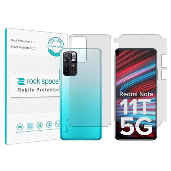 گلس محافظ صفحه نمایش و پشت گوشی شیائومی Redmi Note 11T 5G مدل نانو هیدروژل شفاف برند راک اسپیس کد MS