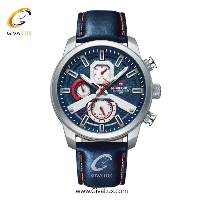 ساعت مچی اورجینال ناوی فورس مردانه سه موتوره فول تایم نقره ای | آبی | آبی | کد رفرنس NF9211-S/BE/BE