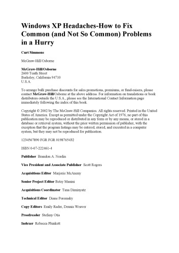 خرید و دانلود نسخه کامل کتاب Windows XP Headaches: How to Fix Common (and Not So Common) Problems in a Hurry