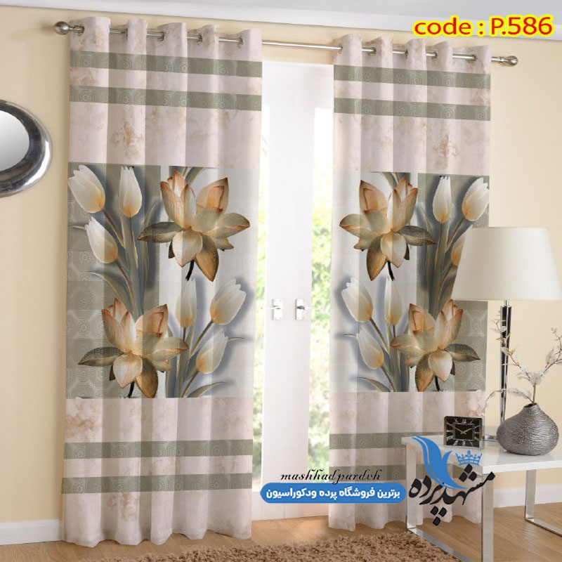 پرده پانچ طرح گلدار کد p-586