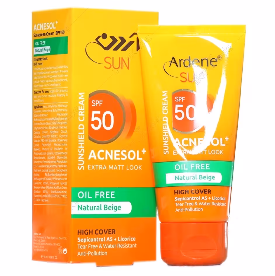 آردن سان کرم ضد آفتاب رنگی بژ طبیعی فاقد چربی 50 میل ACNESOL