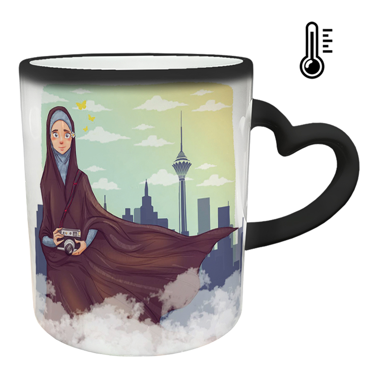 ماگ حرارتی مدل دسته قلبی طرح عاشقانه کد 306