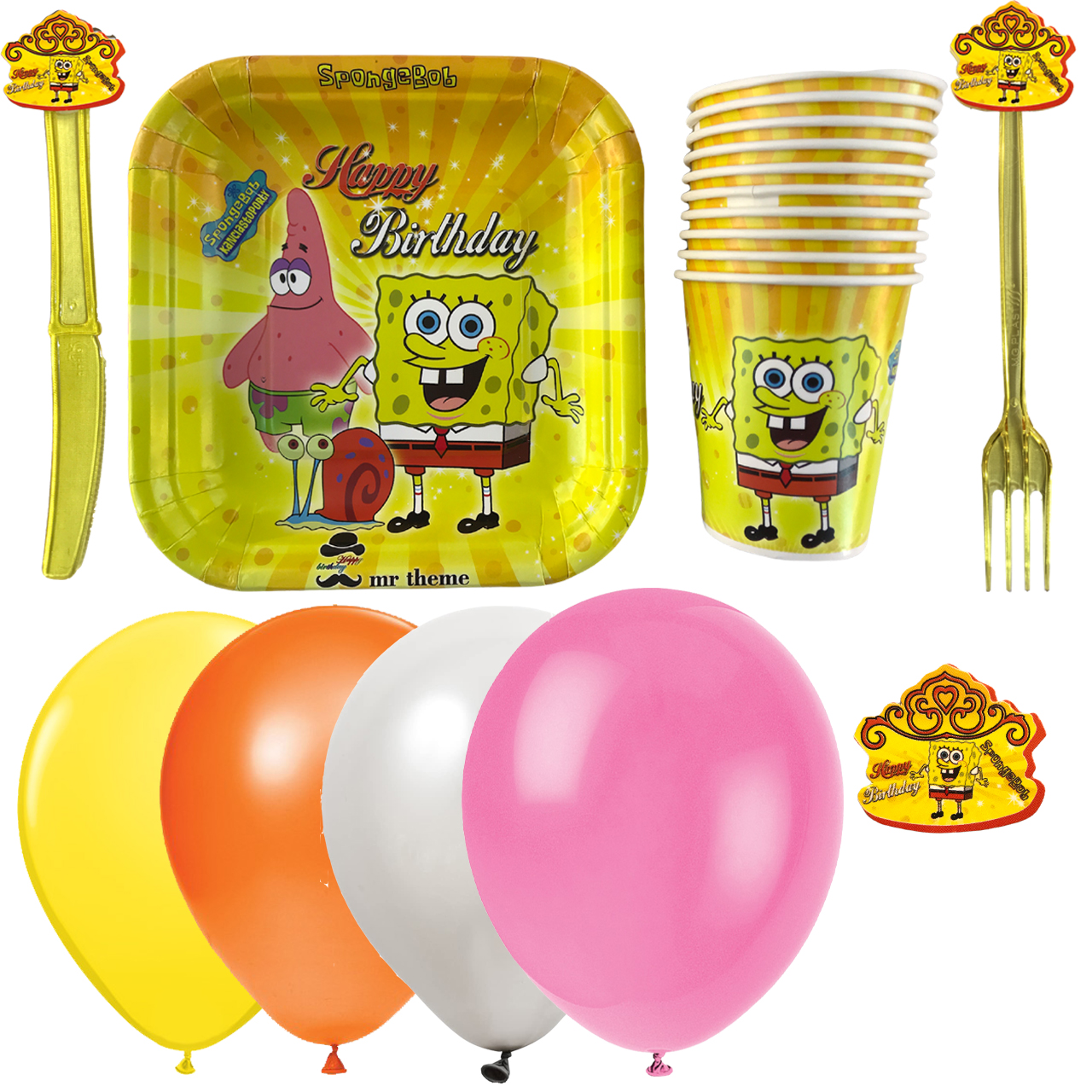 مجموعه 40 عددی تم تولد مستر تم طرح باب اسفنجی پلاس 