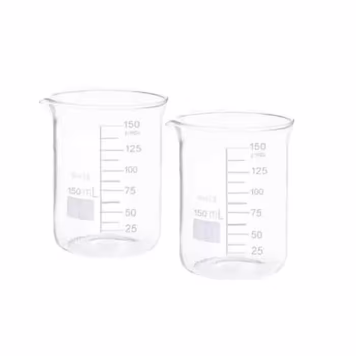 بشر آزمایشگاه مدل beaker ظرفیت 150 میلی لیتر بسته 2 عددی