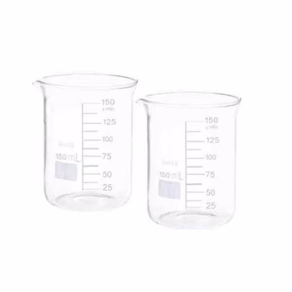 بشر آزمایشگاه مدل beaker ظرفیت 150 میلی لیتر بسته 2 عددی