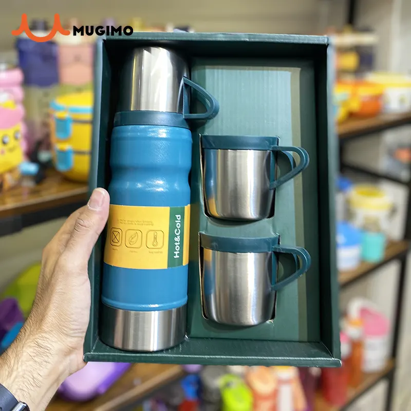 پک کادویی فلاسک سه لیوانه وکیوم حجم 680 میلی لیتر