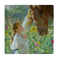 کاشی کارنیلا طرح نقاشی دختر و اسب کد wkk3569